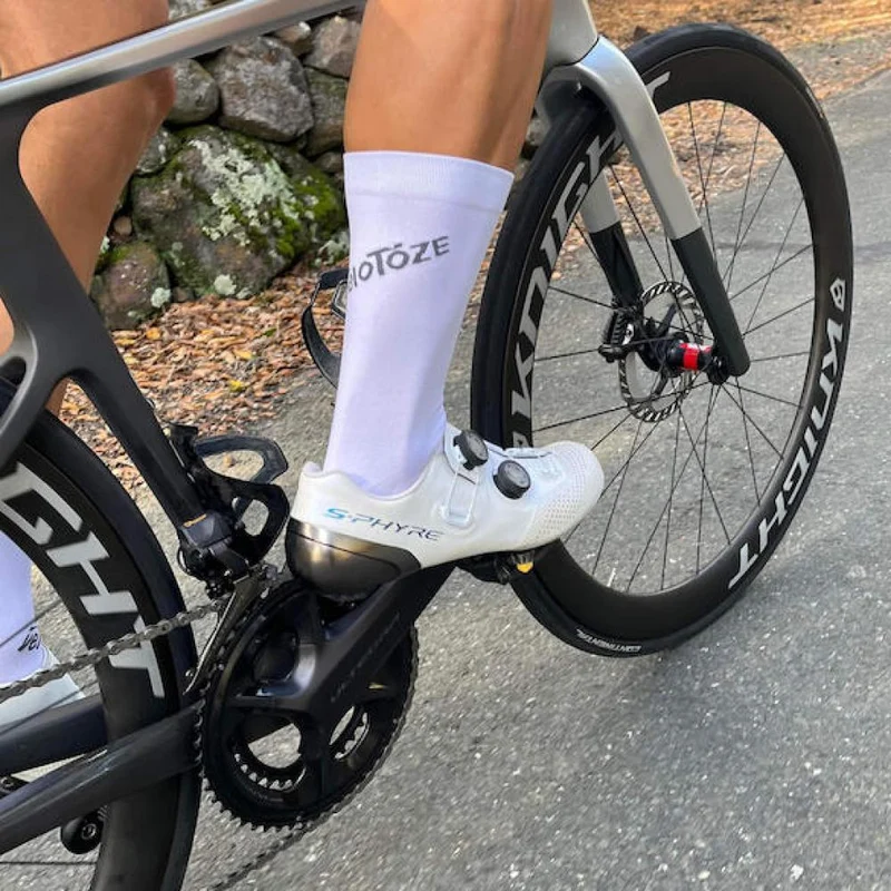 VeloToze Socken Leightweight weiß S/M (37-42,5) - ultraleichte Fahrradsocken für maximale Performance