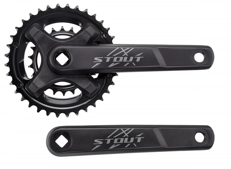 STOUT CRK STOUT - 175MM +R ARMS ALLOY SQUARE-TAPER 36/22T RIVETED RINGS 2X9-SPD BLACK - Kurbelarm - Kurbelgarnitur
