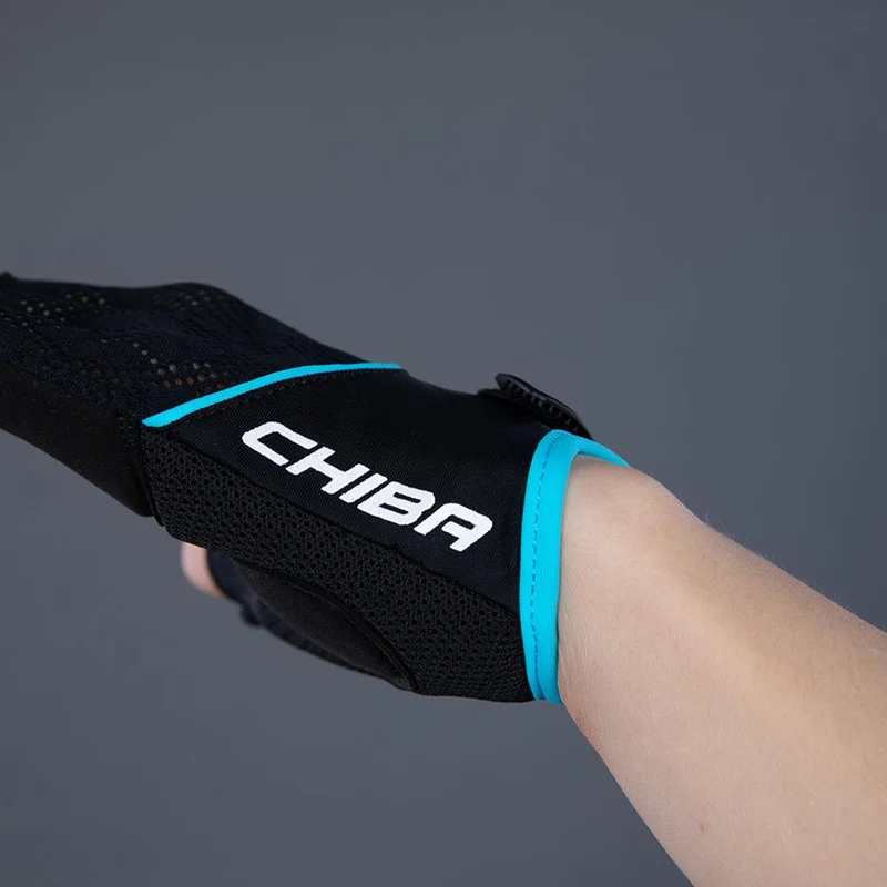 CHIBA Lady Gel - Damen Radhandschuhe, schwarz/türkis, Größe M