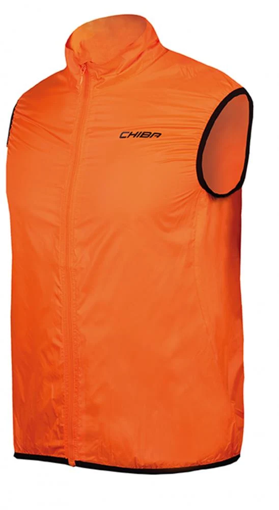 CHIBA Windblocker Weste Safety - XXL, neon orange, extrem leicht, reflektierend