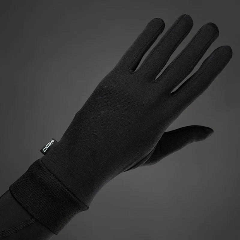 CHIBA Seiden Handschuh - Unterziehhandschuh, schwarz, Größe M, Touchfinger, 46 g