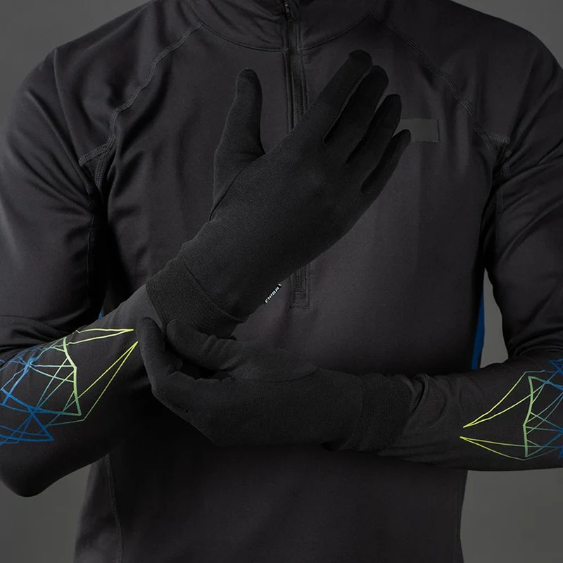 CHIBA Seiden Handschuh - Unterziehhandschuh, schwarz, Größe M, Touchfinger, 46 g
