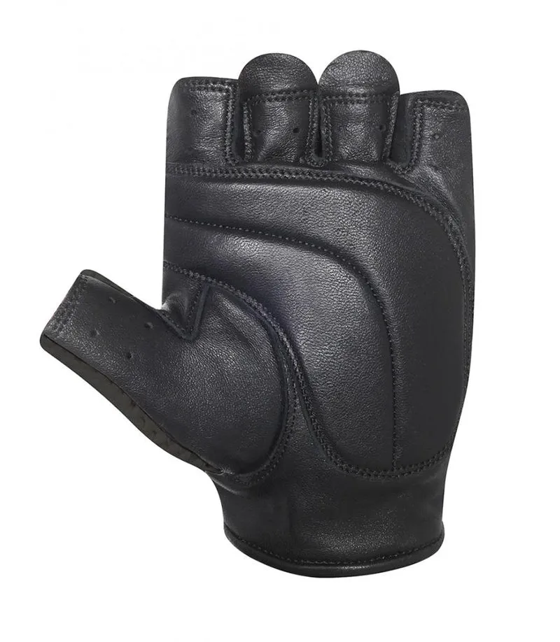 CHIBA Pure Nature - Radhandschuhe schwarz/schwarz, S, Retro-Leder, atmungsaktiv
