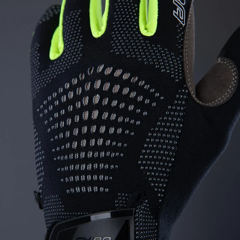 CHIBA Gel Performer - Radhandschuhe kurz, schwarz/neongelb, S, Gelpolster & Touchfinger