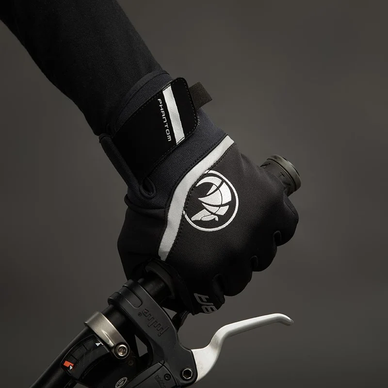 CHIBA Phantom - Radhandschuhe XS schwarz/schwarz, Softshell, winddicht, Touchfunktion