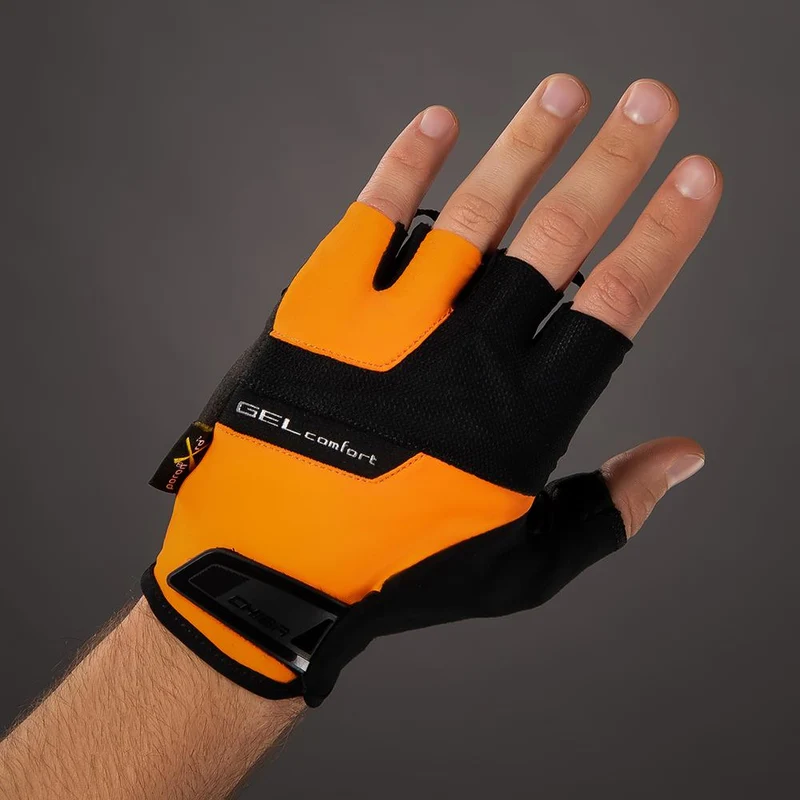 CHIBA Gel Comfort - Fahrradhandschuhe L schwarz/orange, atmungsaktiv mit Gelpolsterung