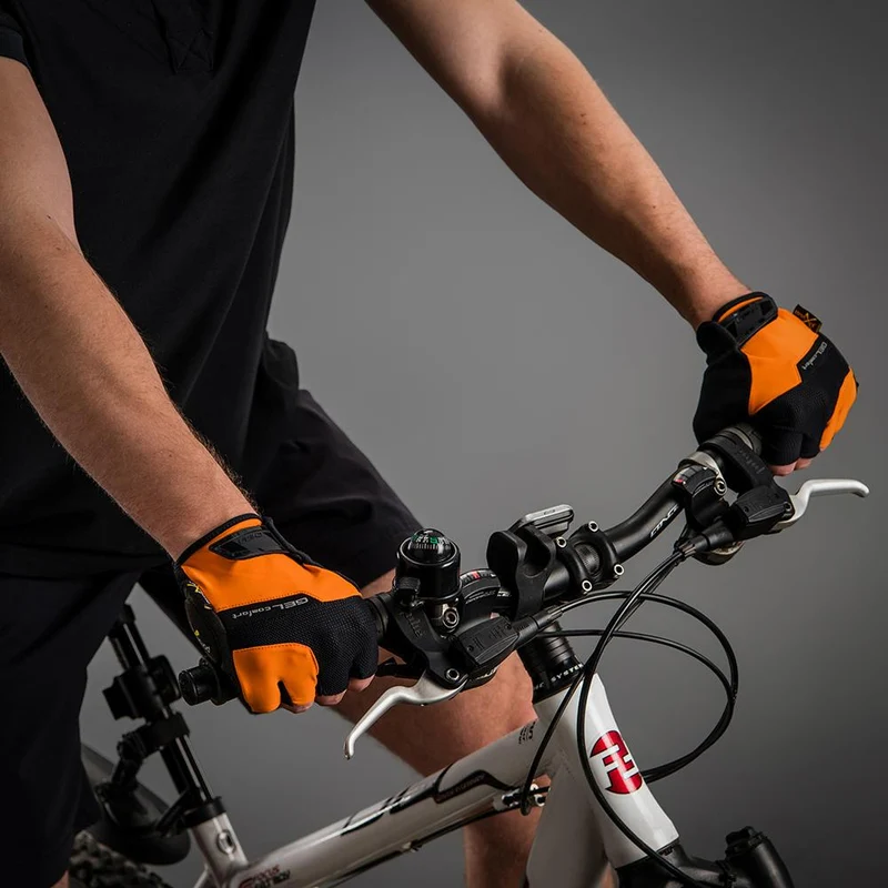 CHIBA Gel Comfort - Fahrradhandschuhe L schwarz/orange, atmungsaktiv mit Gelpolsterung