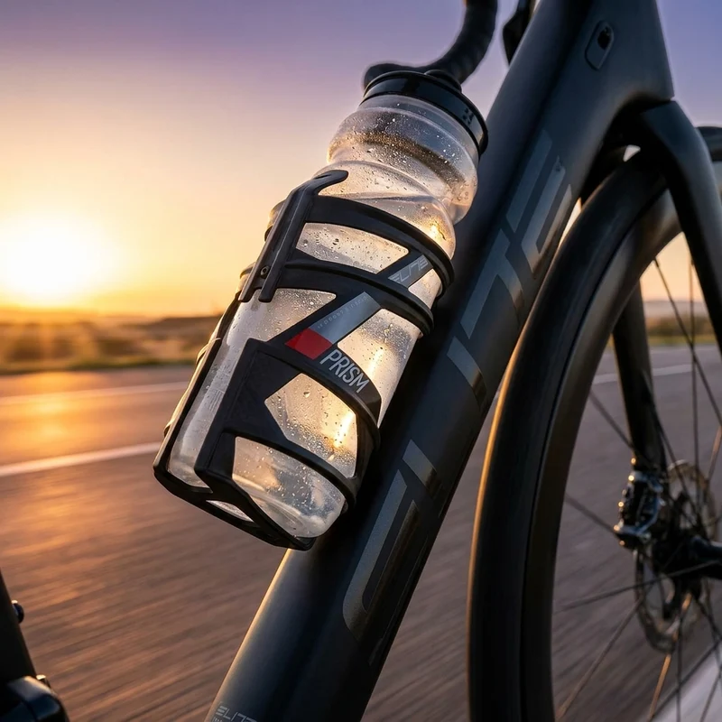 Elite Flaschenhalter PRISM Carbon rechts schwarz-matt/rote Grafik