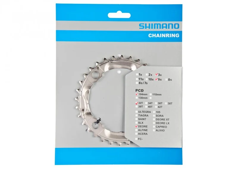 SHIMANO Kettenblatt DEORE FC-M531/532/533/542 32 Zähne - präziser Antrieb für MTB