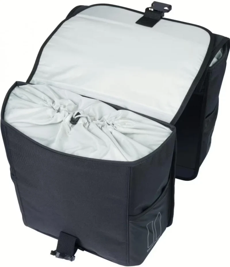 BASIL Go Double MIK 2.0 Doppeltasche 32 Liter - 900D Polyester, Kordelverschluss, Reflexion, vormontierte MIK 2.0 Adapterplatte