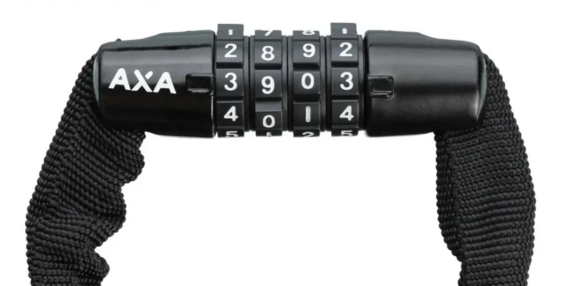 AXA Kettenschloss Rigid RCC 120, Länge 120 cm, 3,5 mm starke Stahlglieder, grüne Polyesterhülle, individuell einstellbare 4-stellige Zahlenkombination, Sicherheitsstufe 3 von 15