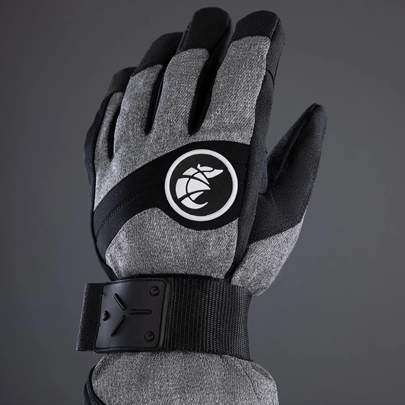 CHIBA Board - wasserdichte Primaloft Winter-Radhandschuhe mit Protektorschiene, Gr. 8, hellgrau/weiß