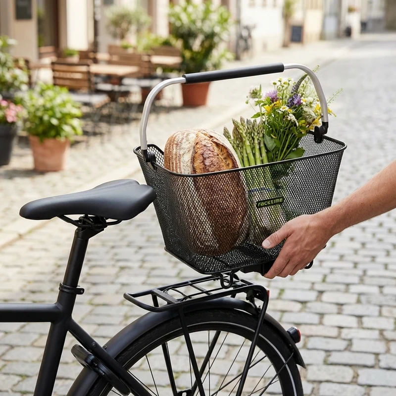 Racktime Fahrradkorb Bask-it Deluxe 2.0 45x30x33 cm - Großer Gepäckträgerkorb für Einkauf & Transport