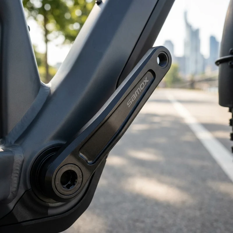 Messingschlager Samox Kurbel E-Bike 165mm Offset 5mm rechts Aluminium schwarz - ISIS-Innenlager