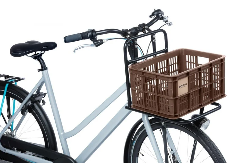 Basil Crate S Fahrradkiste - 17 - Fahrradkorb - 5 Liter braun recycelter Kunststoff für Front- oder Heckträger kompakt und robust - V.R.-Korb