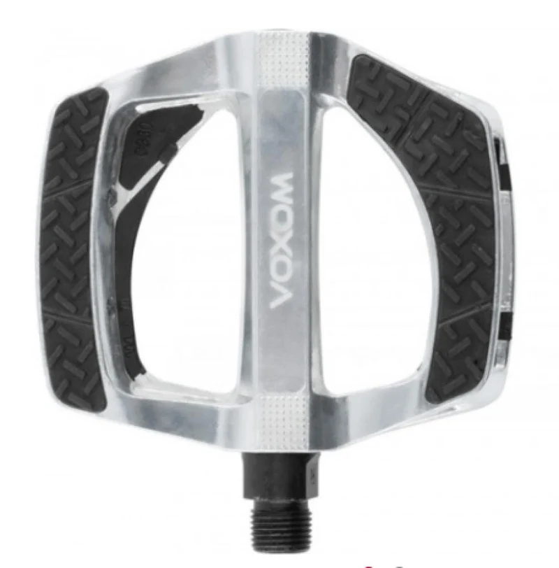 Voxom Pedal MTB Flat Pe25 silber Aluminium-Körper 7mm Boron-Achse Gleitlager