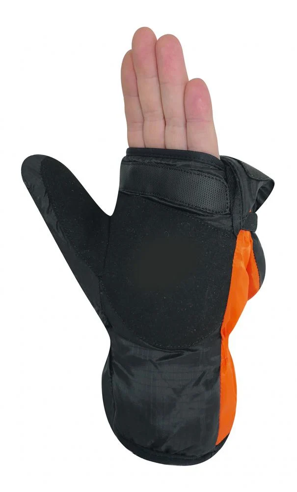 CHIBA Thermo Overflap - Radhandschuhe XL orange, winddicht & warm mit Klapp-Überzug
