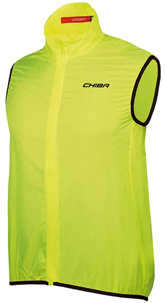 CHIBA Windblocker Weste Safety - XL, neongelb, ultraleicht, winddicht, reflektierend