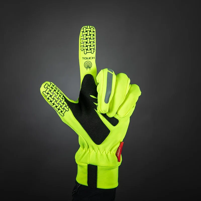 CHIBA Thermofleece - Radhandschuhe neongelb, atmungsaktiv, Touchfinger, Größe M