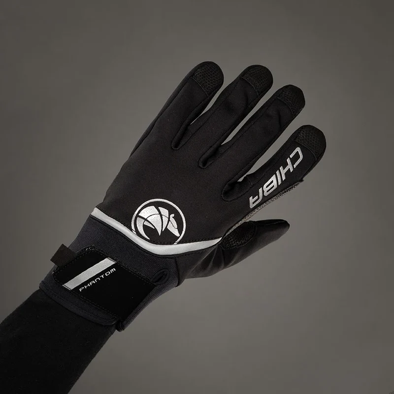 CHIBA Phantom - Radhandschuhe Softshell, winddicht, Touchfinger, schwarz/schwarz, Gr. M