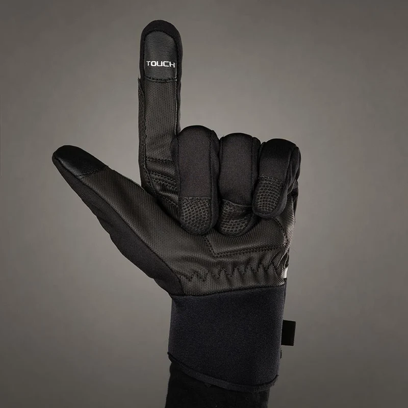 CHIBA Phantom - Radhandschuhe Softshell, winddicht, Touchfinger, schwarz/schwarz, Gr. M