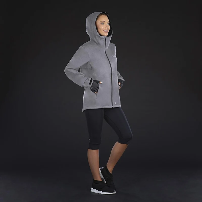 CHIBA Rainjacket Damen - wasserdicht, winddicht, atmungsaktiv, hellgrau, Gr. L