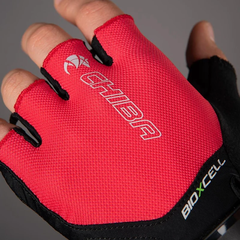 CHIBA BioXCell Air - Radhandschuhe kurz, rot, Größe M, atmungsaktiv mit Gelpolster