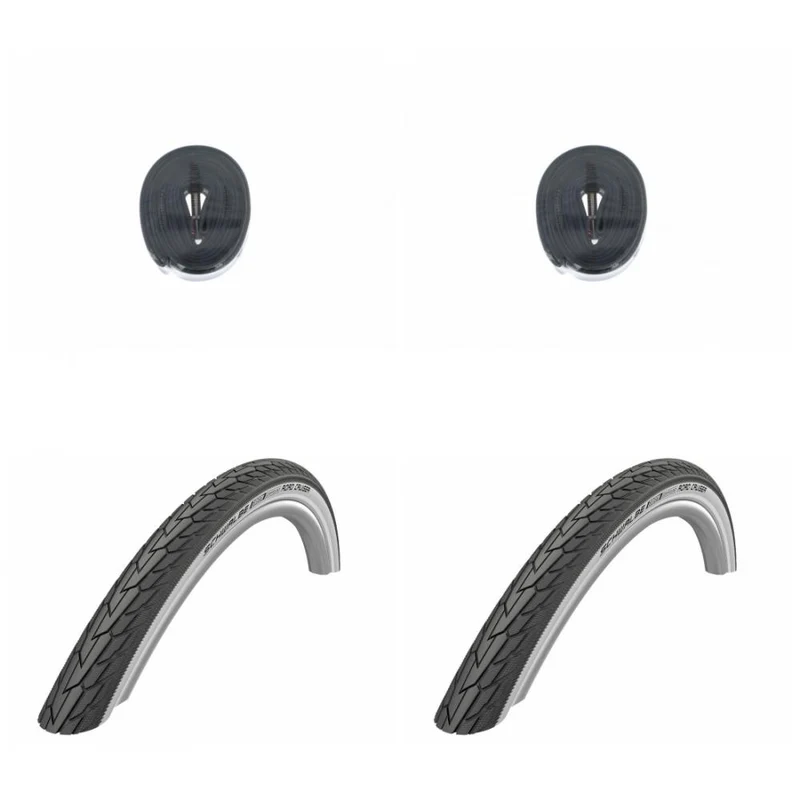 2x Reifen Schwalbe Road Cruiser HS484 Green 28x1.40 + 2x Schwalbe Schlauch DV17 28x1.10-1.75" (28/47-622/635) - 28 Zoll DV 40mm