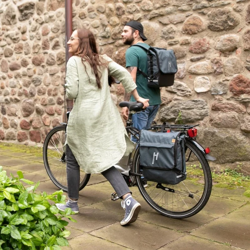 Haberland Sporty Fahrrad Rucksack / Gepäckträgertasche anthrazit - vielseitiger 2-in-1 Allrounder